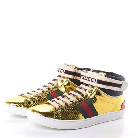 gucci ace snake sneakers on feet|Gucci snake high top sneakers.